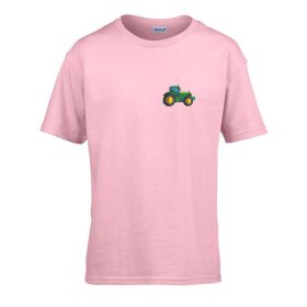   Detské tričko s nápisom škôlka Zelený vzor traktora Ružová 158 veľ