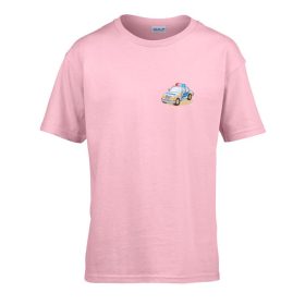   Detské tričko školská tabuľa so vzorom policajného auta Pink 110 veľ