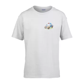   Detské tričko s nápisom škôlka so vzorom policajného auta Biela 158 veľ