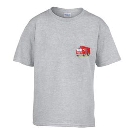   Detské tričko s nápisom škôlka so vzorom Hasičské auto Šedá veľkosť 158