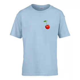   Detské tričko ceduľka škôlka s čerešňovým vzorom Svetlomodrá 110 veľ