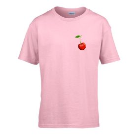   Detské tričko ceduľka škôlka s čerešňovým vzorom Pink 110 veľ