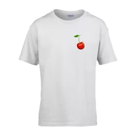   Detské tričko ceduľka škôlka s čerešňovým vzorom Biela 110 veľ