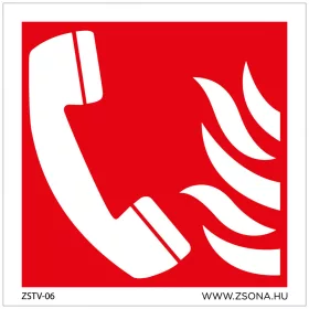 Tűzbejelentő telefon Öntapadós matrica 100x100 mm