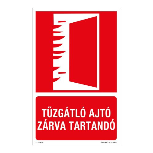 Tűzgátló ajtó zárva tartandó Alumínium tábla 160x250 mm