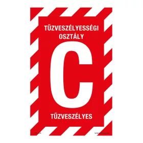   C tűzveszélyességi osztály nem tűzveszélyes Öntapadós matrica 160x100 mm