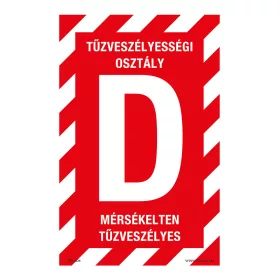   D tűzveszélyességi osztály nem tűzveszélyes Öntapadós matrica 160x100 mm