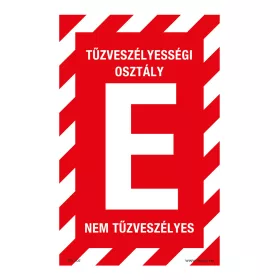   E tűzveszélyességi osztály nem tűzveszélyes Öntapadós matrica 160x100 mm