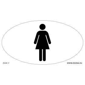 Női wc piktogrammal öntapadós  matrica 120x65 mm ovál