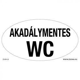   Akadálymentes wc felírattal öntapadós  matrica 120x65 mm ovál