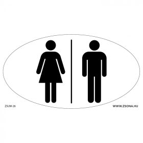 Koedukált wc ikonnal öntapadós  matrica 120x65 mm ovál