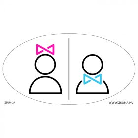   Koedukált wc színes ikonnal öntapadós  matrica 120x65 mm ovál