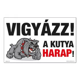 Vigyázz a kutya harap tábla műanyagból 100x160 mm
