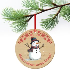 Karácsonyfa dísz fából nyomtatva Hóember