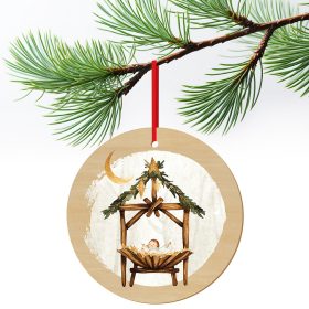 Karácsonyfa dísz fából nyomtatva kis Jézus